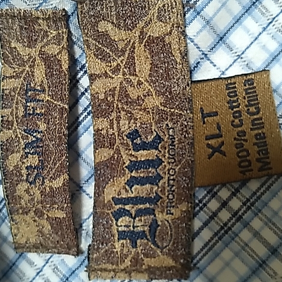 Blue Slim Fit Plaid Short Sleeve Button Down Shirt. Size XLT - Picture 5 of 6